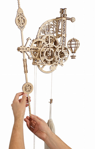 Drewniany Zegar Mechaniczny z Wahadłem DIY - Ugears Aero Clock